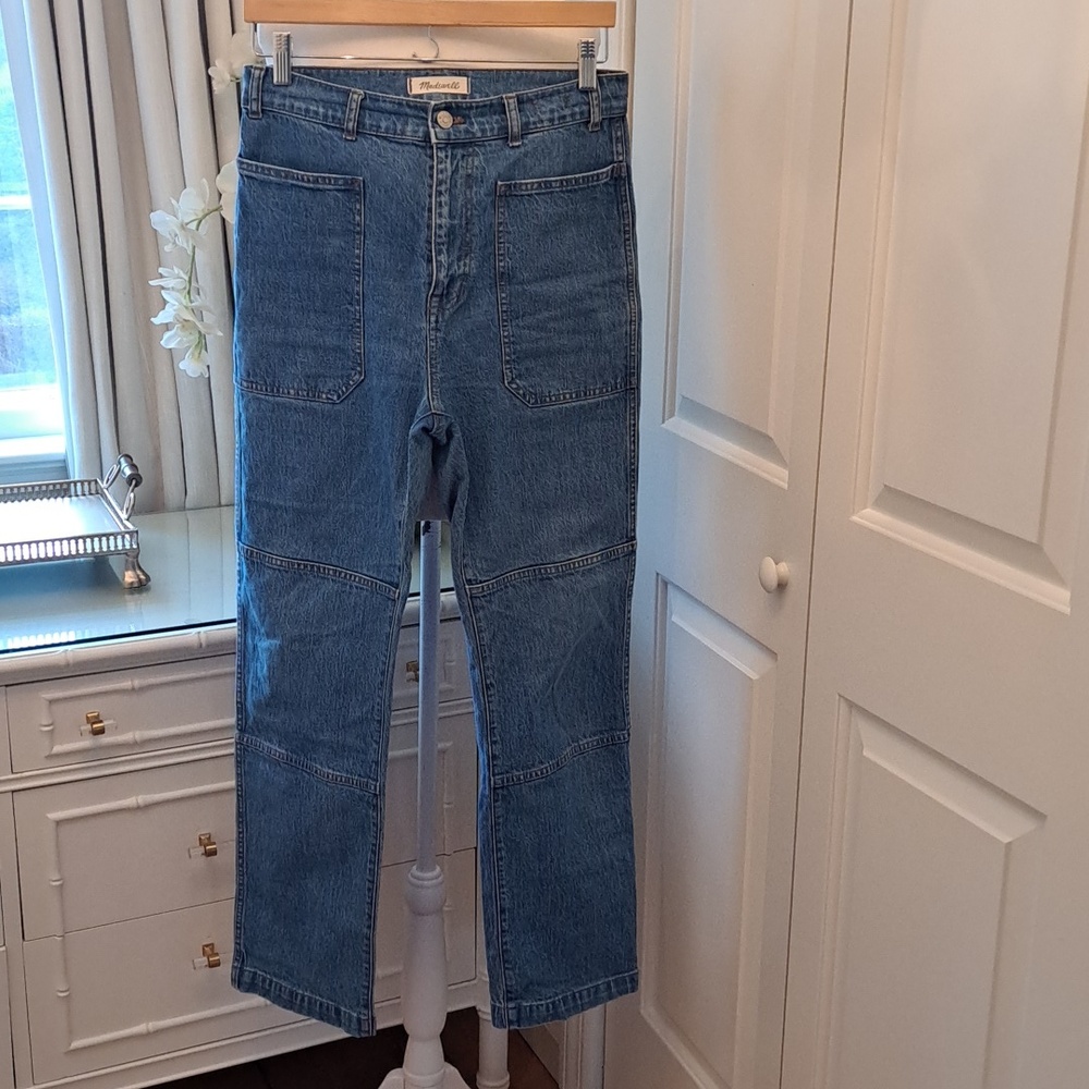 Madewell Womens 90's Utility Straight High Rise Medium Wash Denim Jeans 28